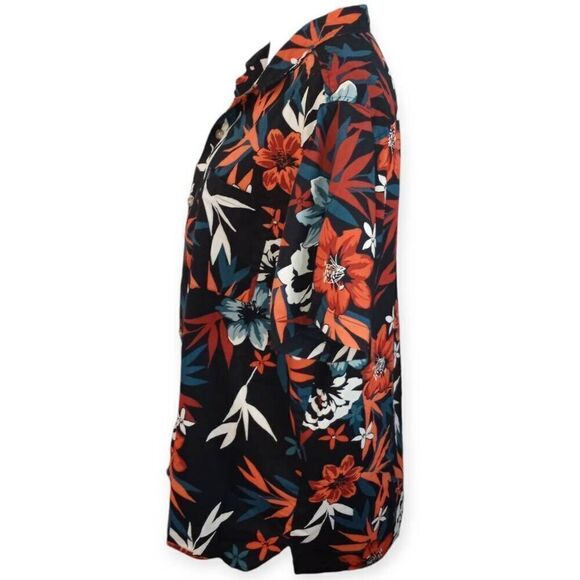 GOODFELLOW & CO BLACK & ORANGE FLORAL HAWAIIAN SHIRT SZ. XL EUC - Picture 3 of 6